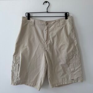 Gotcha Mens Tan Khaki Cargo Shorts Size 34 Cotton Nylon Blend Y2K Surf Skate